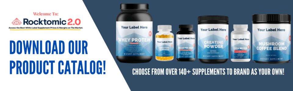 Download Our Product Catalog — Rocktomic product line-up with Your-Label-Here bottles