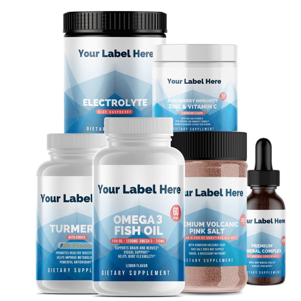 Rocktomic hydration and recovery product bundle with Your Label Here branding