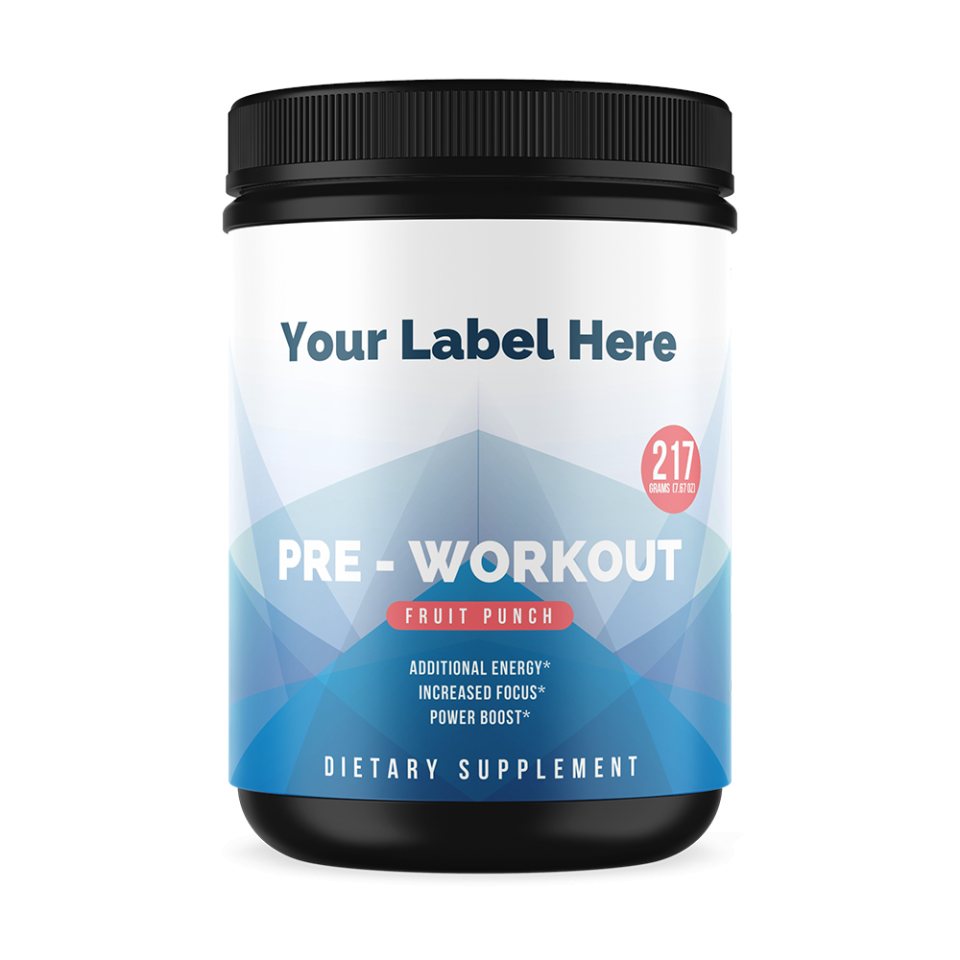 Pre-Workout (Fruit Punch) — white-label product card